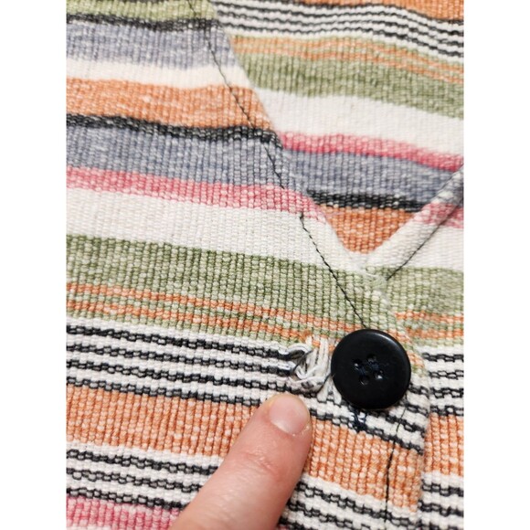 VTG Basic Editions Mutlicolor Stripe Vest Sleeveless V Neck Cotton Retro Sz M - Picture 4 of 11